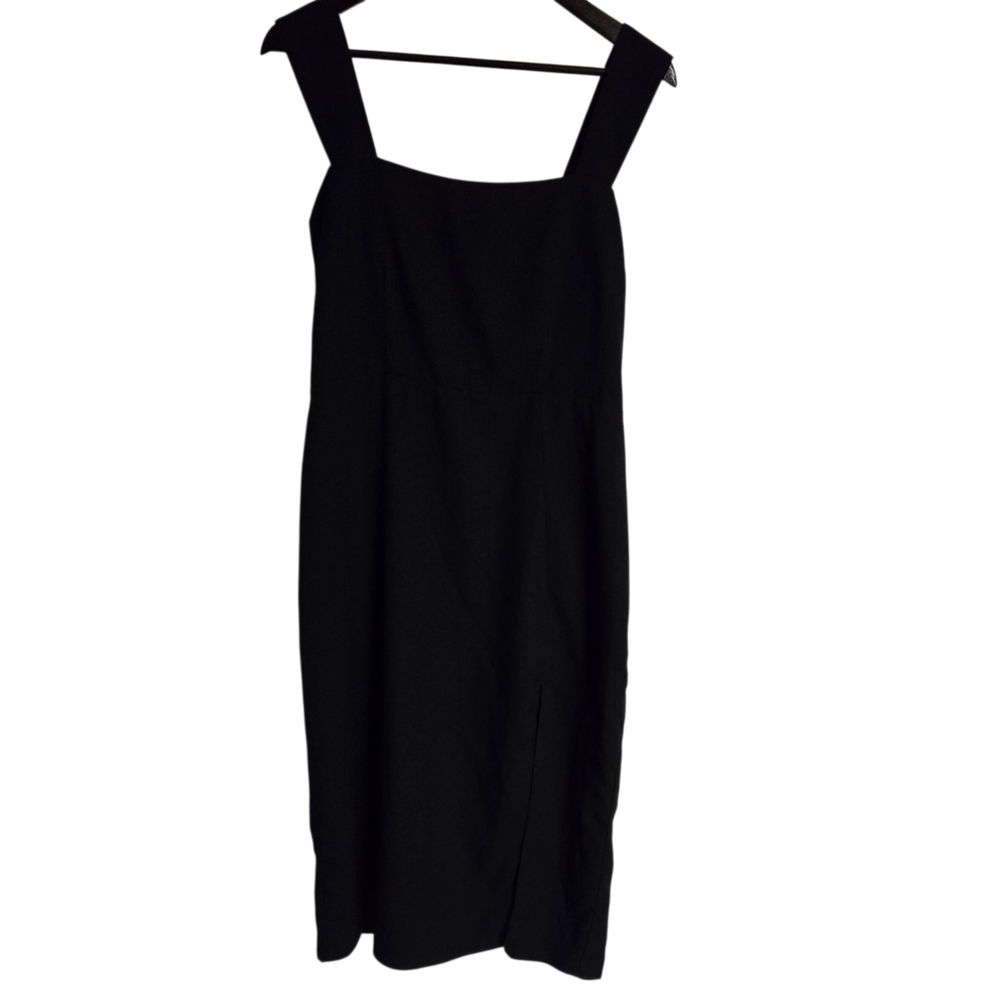 Abercrombie & Fitch Black Midi Dress Slit Women's Medium - Picture 2 of 6